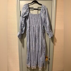 Block print smocked dress NWOT